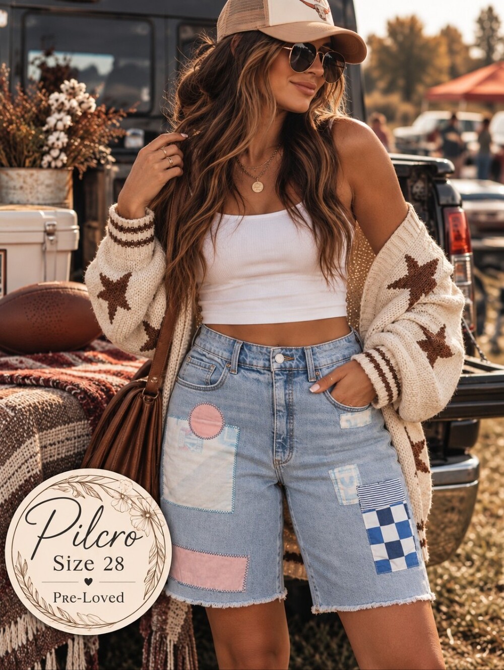 Pilcro by Anthropologie Patchwork Bermuda Denim Shorts | Size 28